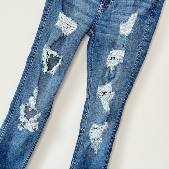 Hollister High Rise Crop Super Skinny Jeans Distressed Raw Hem 25” - Picture 5 of 17